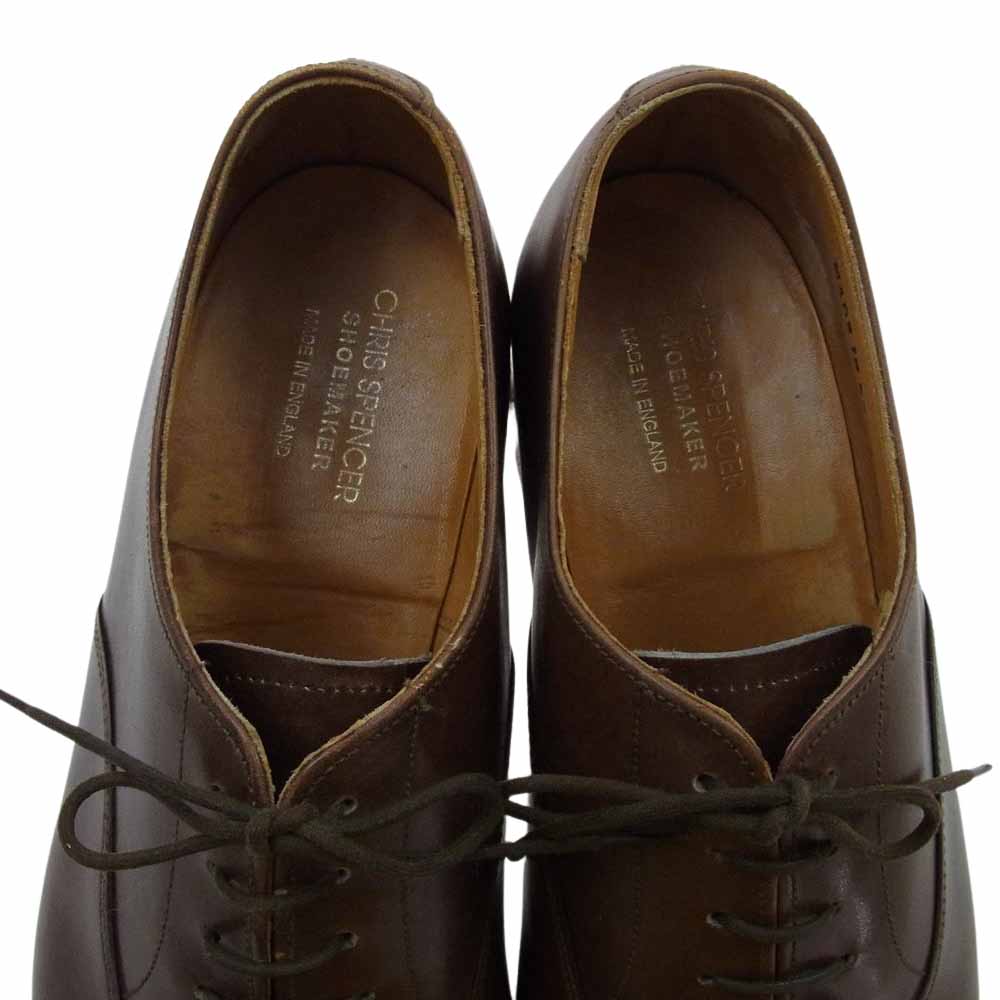 クリススペンサー 英国製 キャップトゥ レザー ビジネス シューズ ブラウン系【中古】