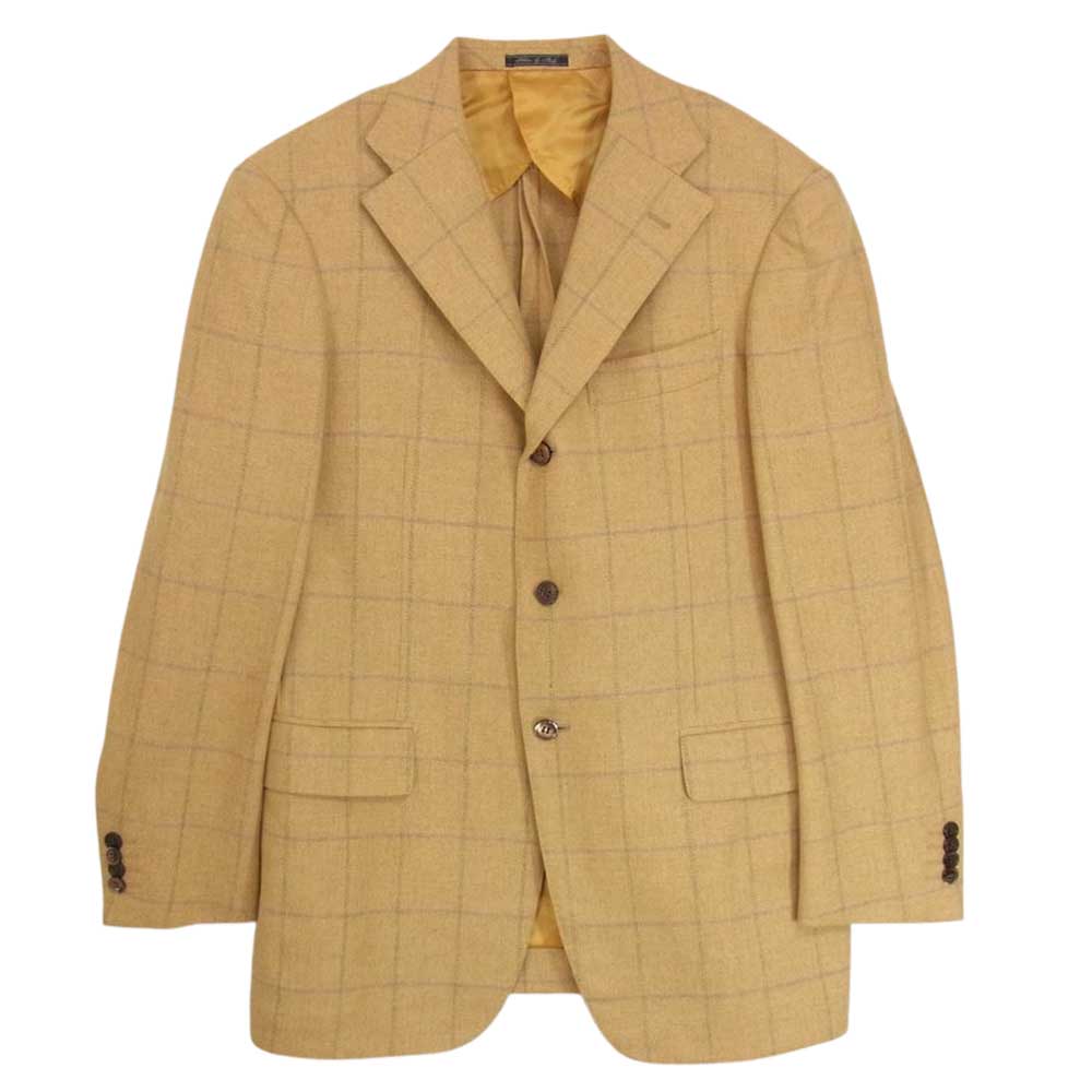 アルティジャナーレ JK-F-RS3B-20 ウール カシミヤ混 チェック テーラード ジャケット イエロー系 48【中古】