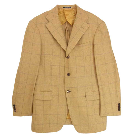 アルティジャナーレ JK-F-RS3B-20 ウール カシミヤ混 チェック テーラード ジャケット イエロー系 48【中古】