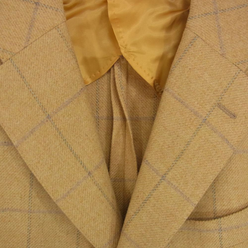 アルティジャナーレ JK-F-RS3B-20 ウール カシミヤ混 チェック テーラード ジャケット イエロー系 48【中古】