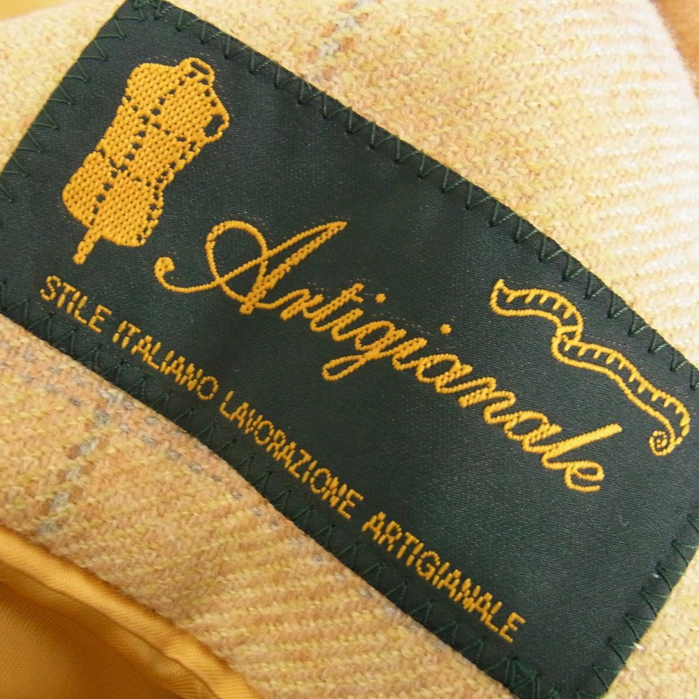 アルティジャナーレ JK-F-RS3B-20 ウール カシミヤ混 チェック テーラード ジャケット イエロー系 48【中古】