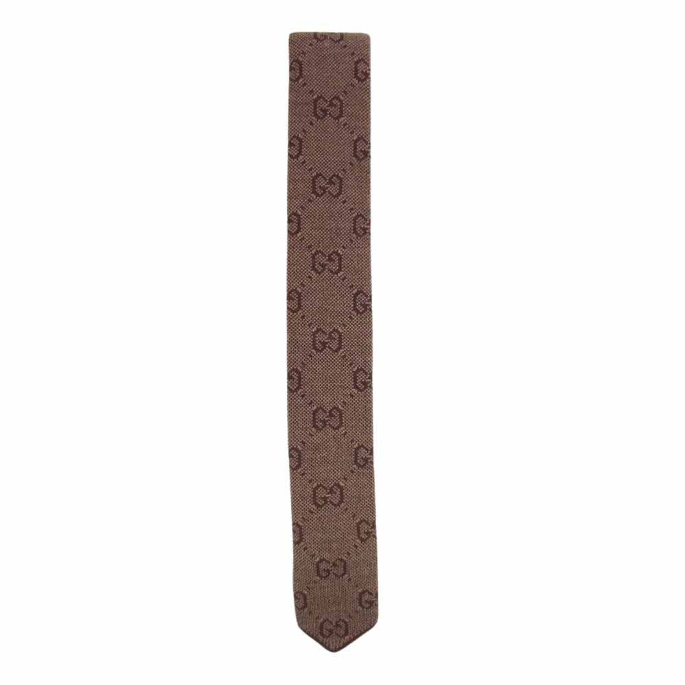 GUCCI グッチ GGパターン ウール ネクタイ ブラウン系【中古】