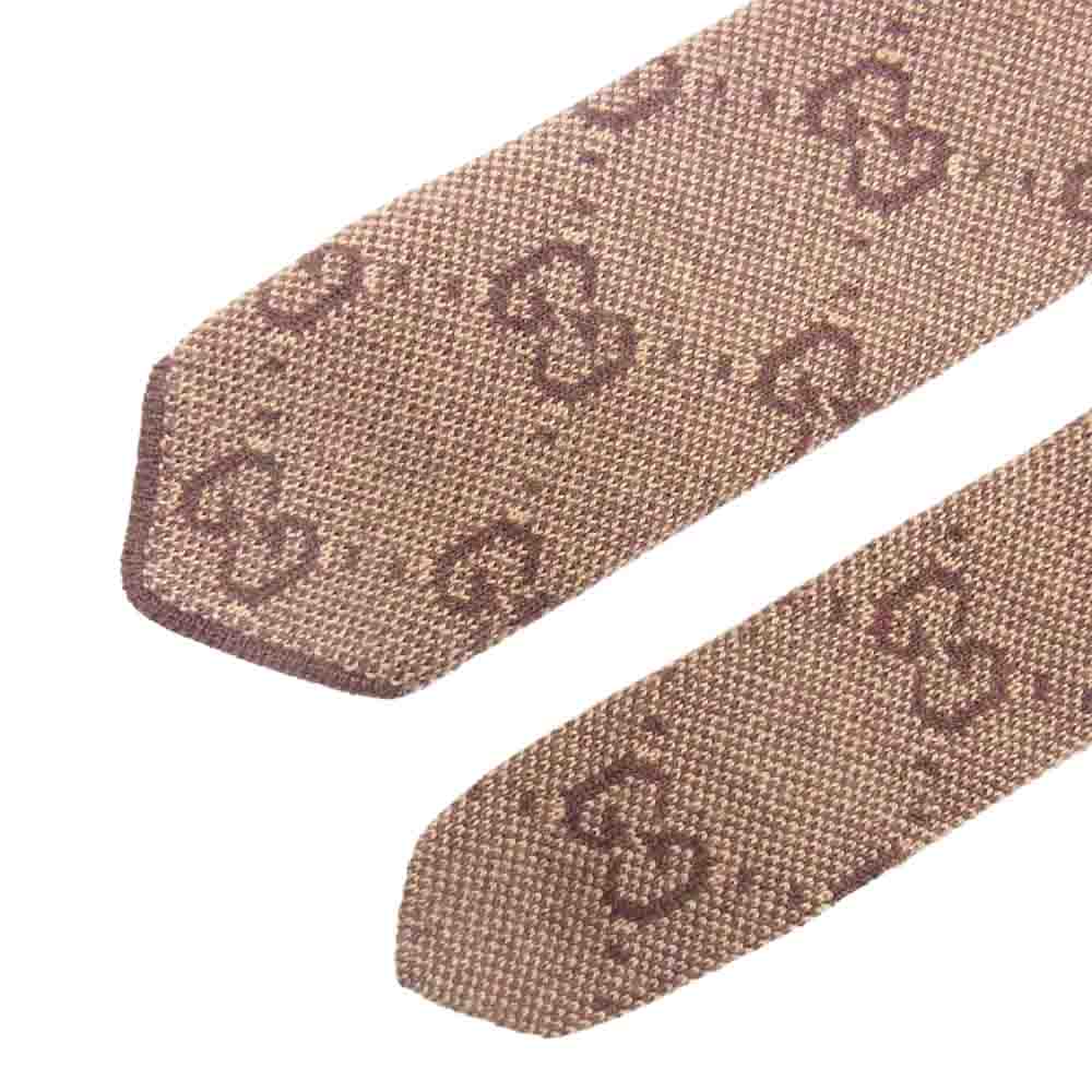 GUCCI グッチ GGパターン ウール ネクタイ ブラウン系【中古】
