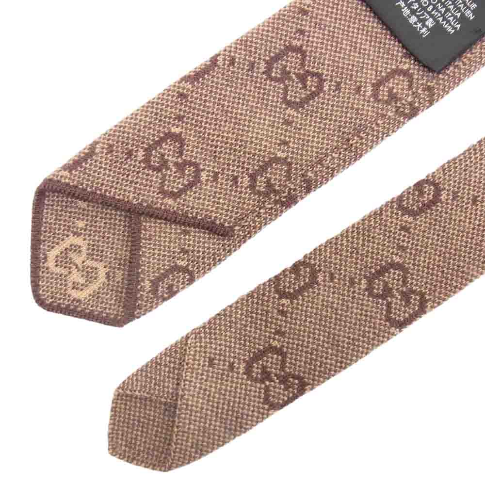 GUCCI グッチ GGパターン ウール ネクタイ ブラウン系【中古】