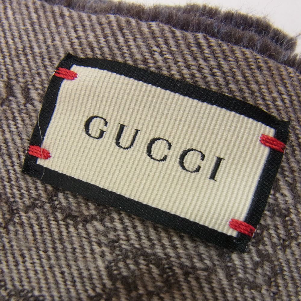 GUCCI グッチ GGパターン ウール ウィンター スカーフ マフラー ブラウン系【中古】