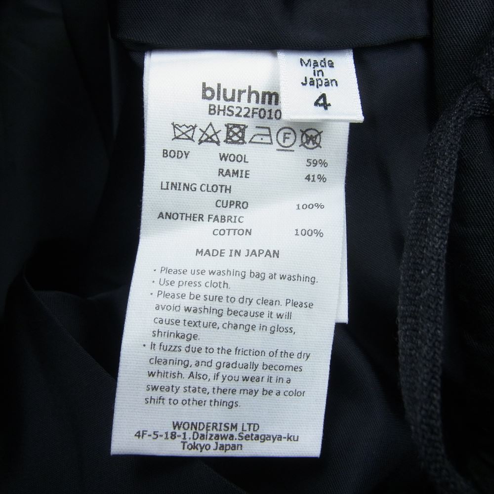 ブラームス BHS22F010B WOOL RAMIE SUPER WIDE SLACKS ウール ラミー スーパー ワイド スラックス パンツ ネイビー系 4【中古】