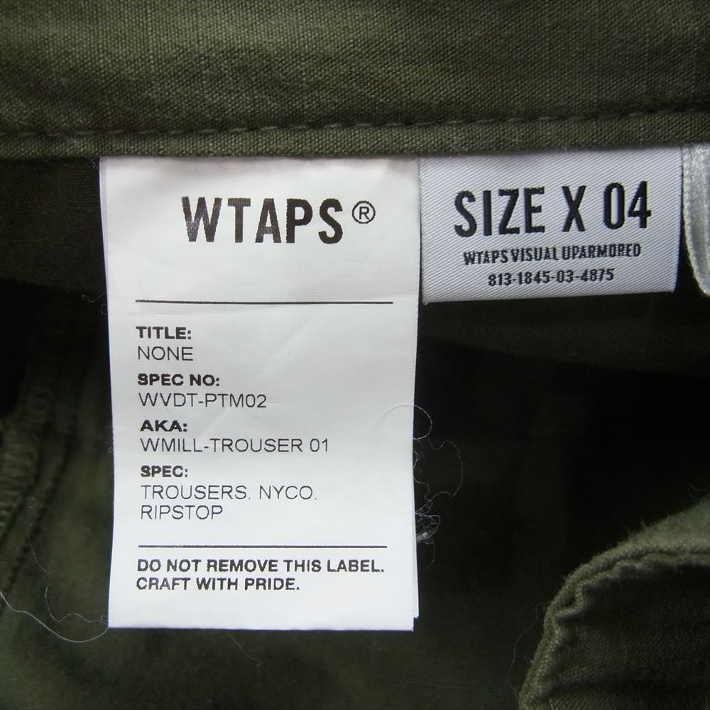 WTAPS ダブルタップス WVDT-PTM02 NONE WMILL-TROUSER 01 TROUSERS NYCO RIPSTOP ノーン トラウザー ニコ リップストップ カーゴ ミリタリー パンツ カーキ系 04【中古】