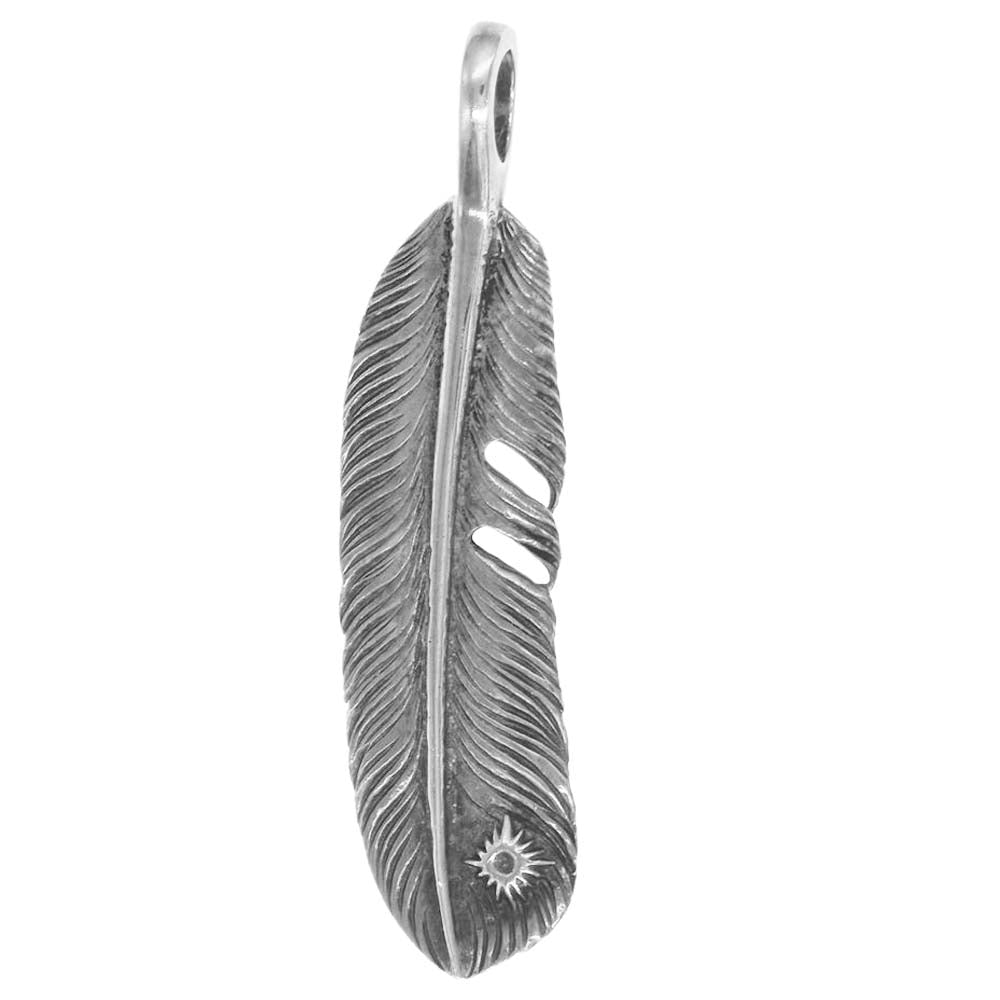 ARIZONA FREEDOM アリゾナフリーダム 全銀 フェザー 左向き ペンダントトップ 60mm シルバー系【中古】