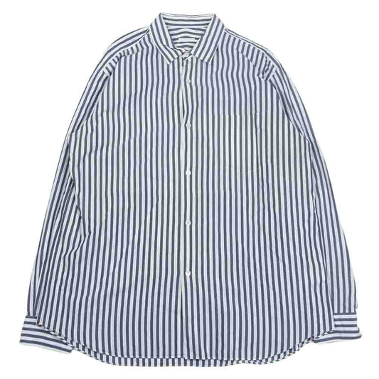 COMOLI コモリ 15AW 15F-02001 ロンドンストライプ 長袖 コモリシャツ レギュラーカラー シャツ ホワイト系 ネイビー系 3【中古】