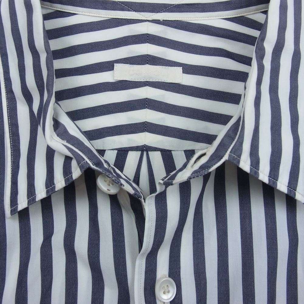 COMOLI コモリ 15AW 15F-02001 ロンドンストライプ 長袖 コモリシャツ レギュラーカラー シャツ ホワイト系 ネイビー系 3【中古】