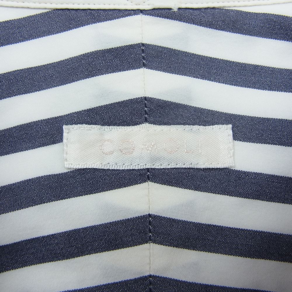 COMOLI コモリ 15AW 15F-02001 ロンドンストライプ 長袖 コモリシャツ レギュラーカラー シャツ ホワイト系 ネイビー系 3【中古】
