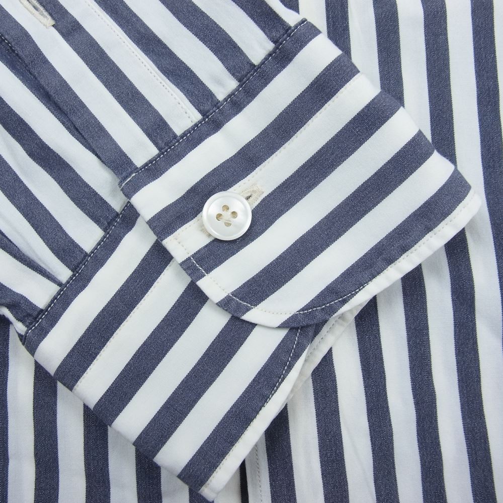 COMOLI コモリ 15AW 15F-02001 ロンドンストライプ 長袖 コモリシャツ レギュラーカラー シャツ ホワイト系 ネイビー系 3【中古】