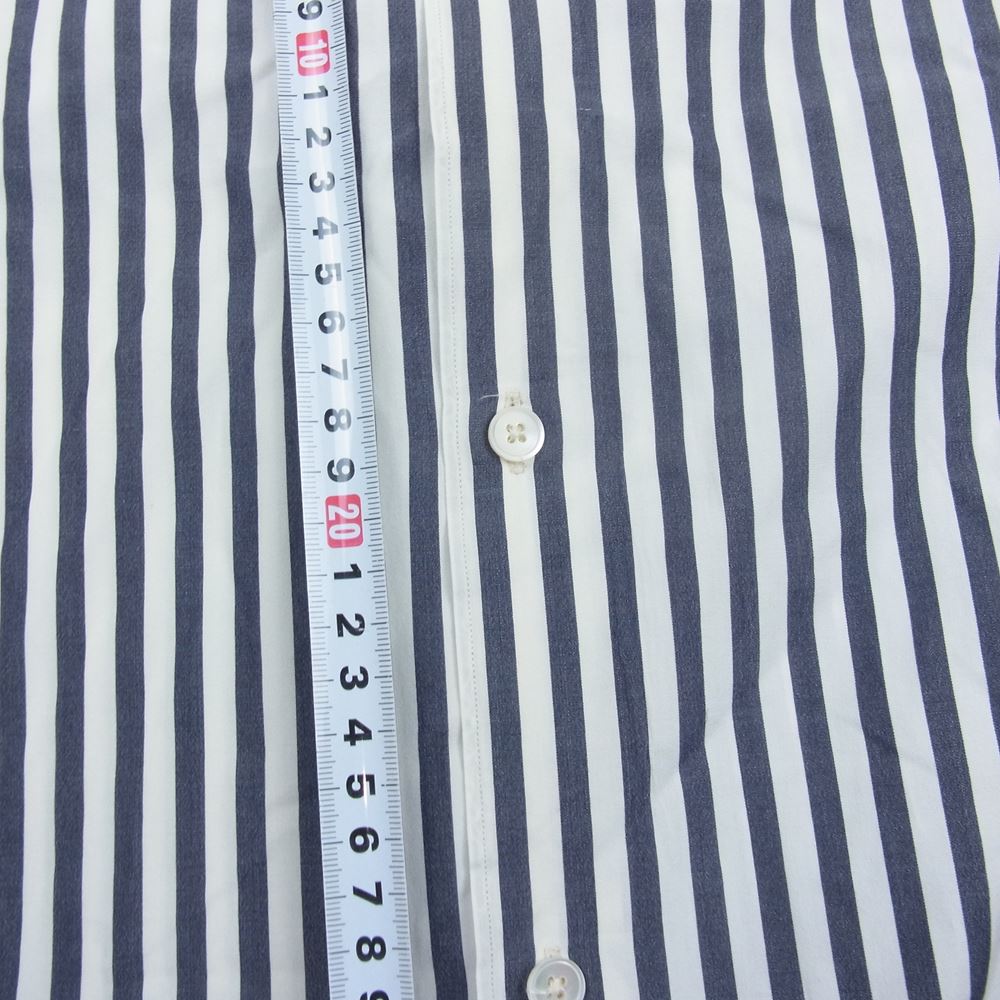 COMOLI コモリ 15AW 15F-02001 ロンドンストライプ 長袖 コモリシャツ レギュラーカラー シャツ ホワイト系 ネイビー系 3【中古】