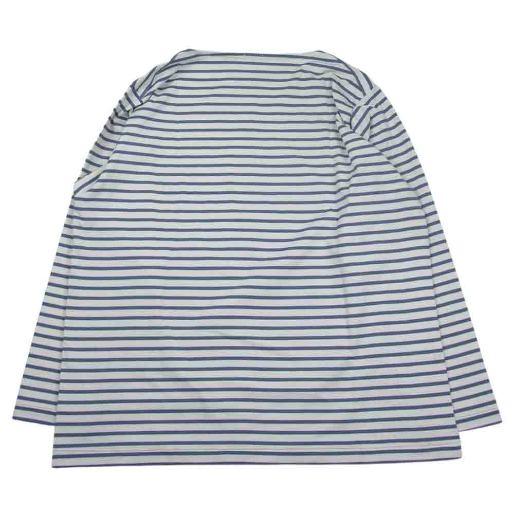 COMOLI コモリ 21SS T01-05017 ボーダー ボートネック 長袖 カットソー バスクシャツ オフホワイト系 ブルー系 3【極上美品】【中古】