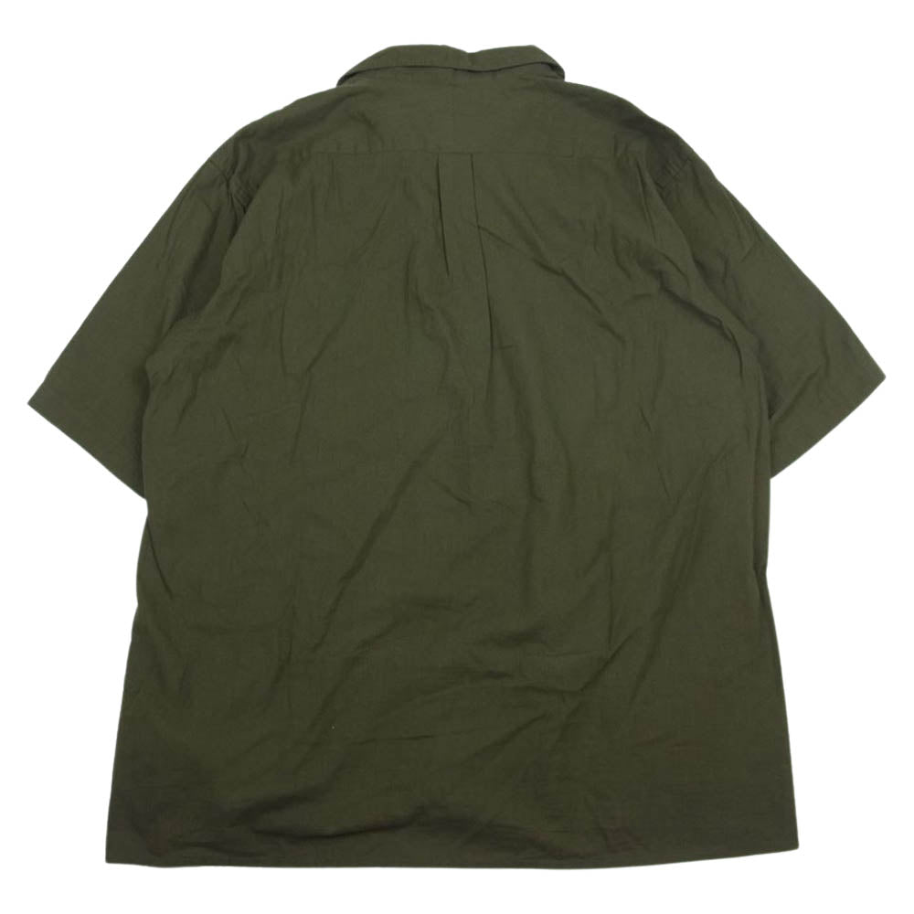 COMOLI コモリ 21SS T01-02012 ベタシャン オープンカラー 半袖 シャツ オリーブ系 3【新古品】【未使用】【中古】