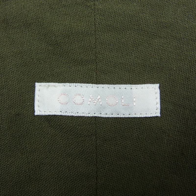 COMOLI コモリ 21SS T01-02012 ベタシャン オープンカラー 半袖 シャツ オリーブ系 3【新古品】【未使用】【中古】
