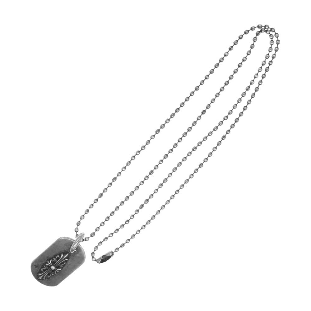 CHROME HEARTS クロムハーツ（原本無） レイズド フローラルクロス ドッグタグ ネックレス シルバー系【中古】