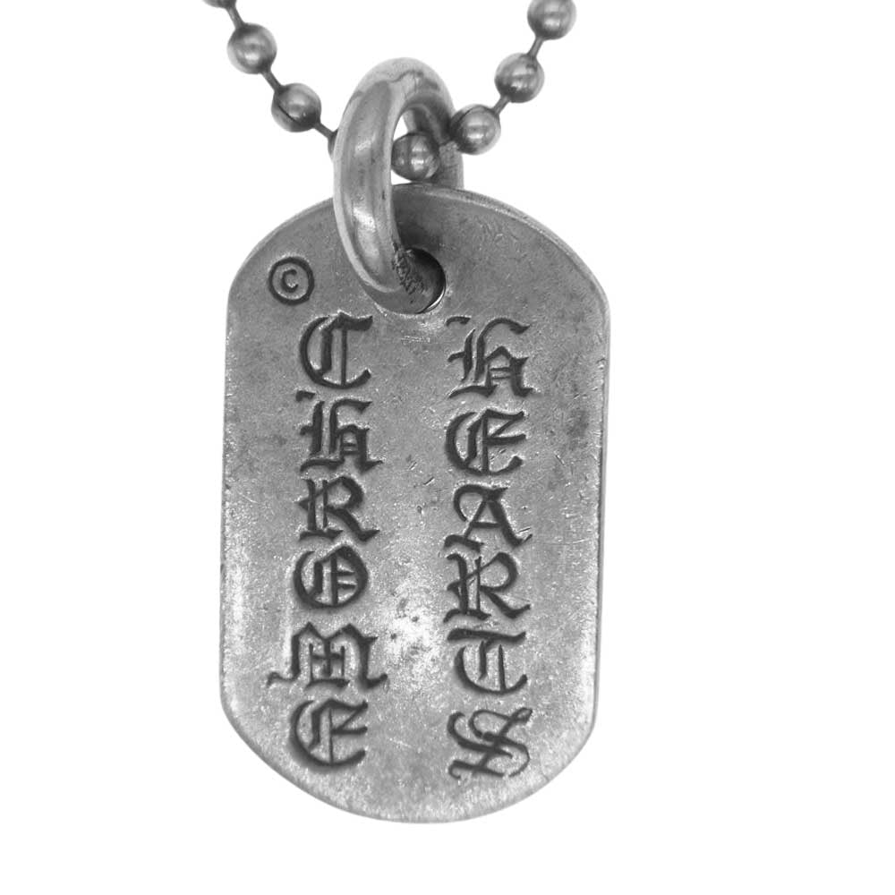 CHROME HEARTS クロムハーツ（原本無） レイズド フローラルクロス ドッグタグ ネックレス シルバー系【中古】