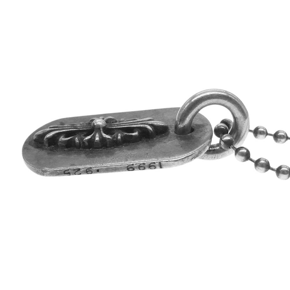 CHROME HEARTS クロムハーツ（原本無） レイズド フローラルクロス ドッグタグ ネックレス シルバー系【中古】