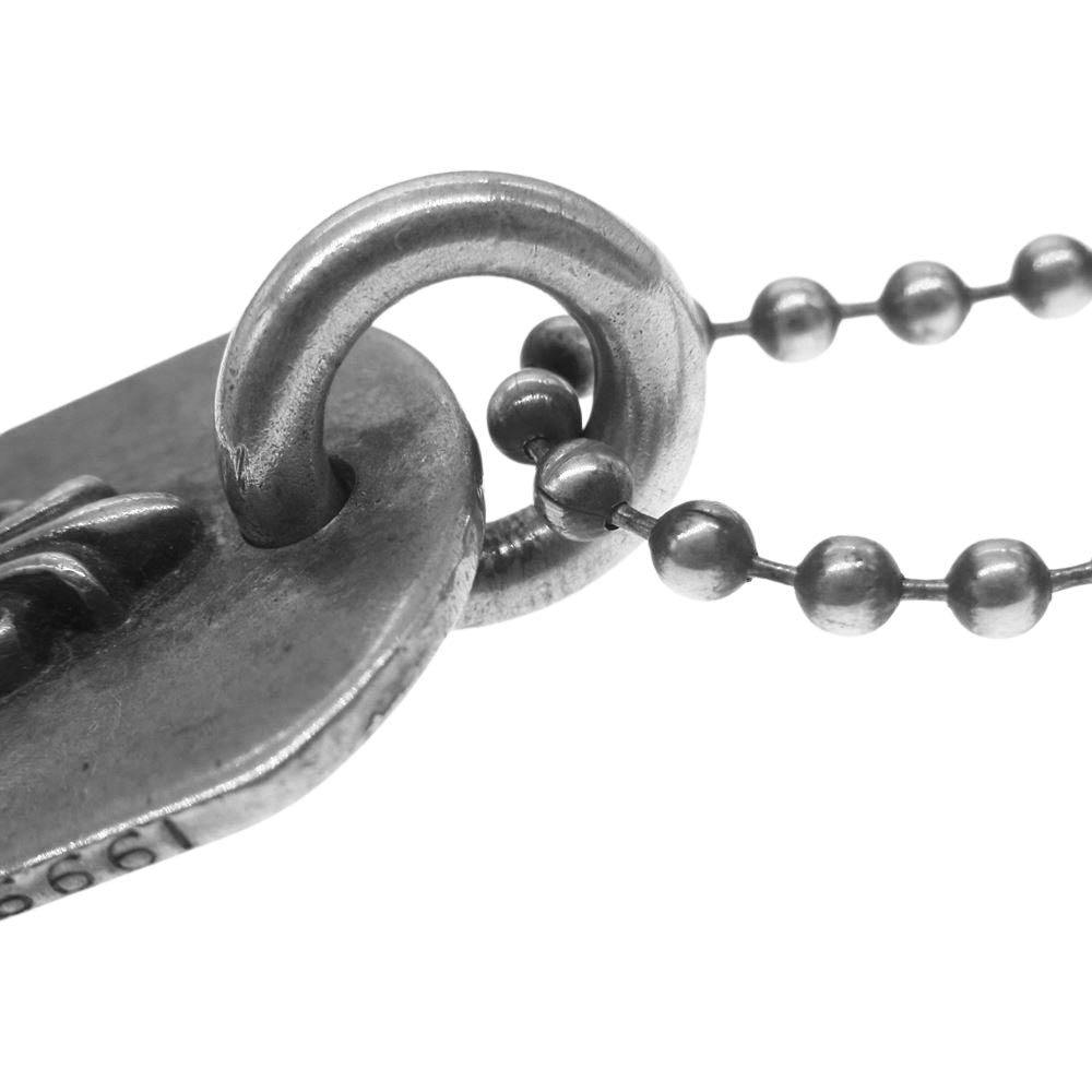 CHROME HEARTS クロムハーツ（原本無） レイズド フローラルクロス ドッグタグ ネックレス シルバー系【中古】