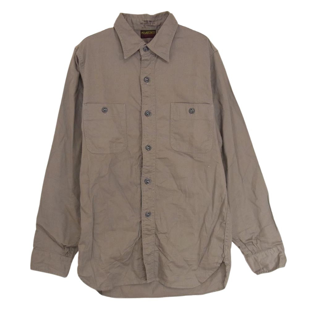 AT LAST アットラスト 長袖 コットン ワーク シャツ  グレー系 14【中古】