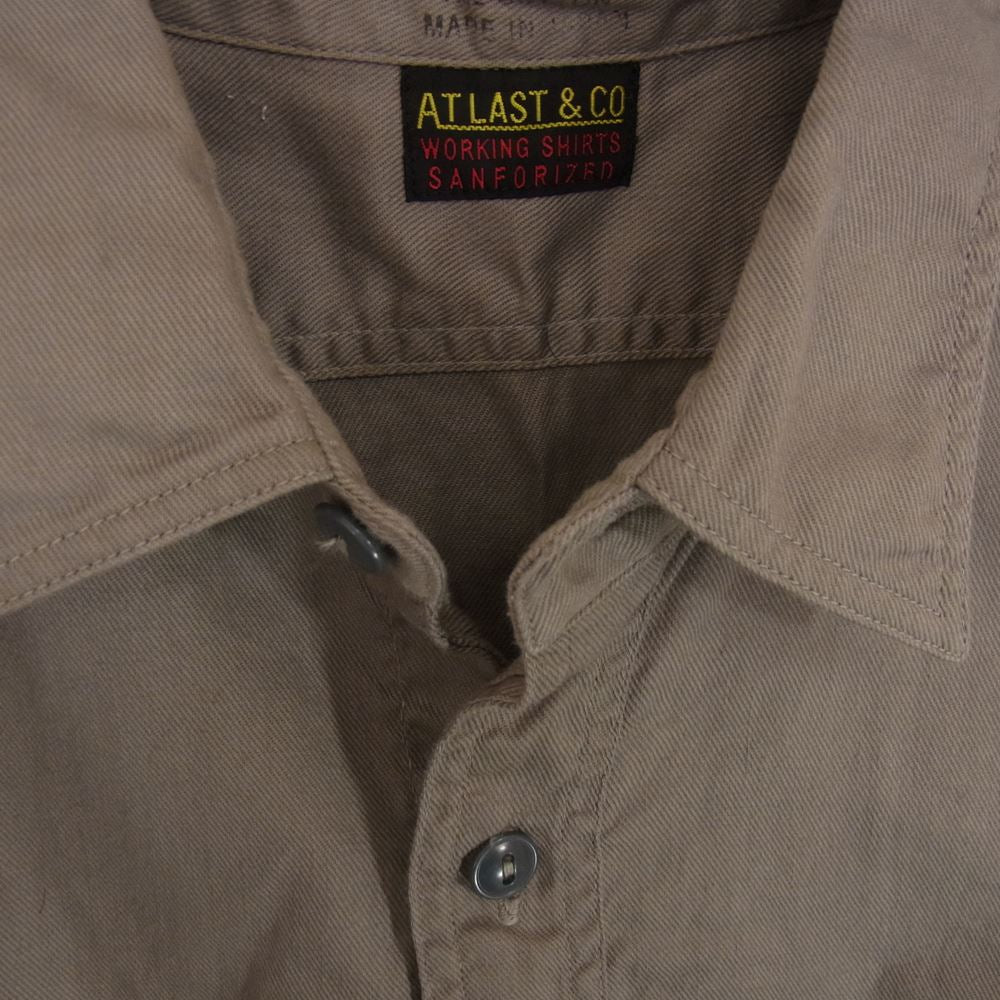 AT LAST アットラスト 長袖 コットン ワーク シャツ  グレー系 14【中古】