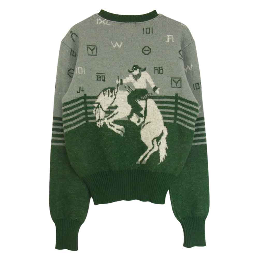 BUTCHER PRODUCTS ブッチャープロダクツ At Last ＆ Co アットラスト PATTERN KNIT カウボーイ柄 ニット  グリーン系 36【中古】