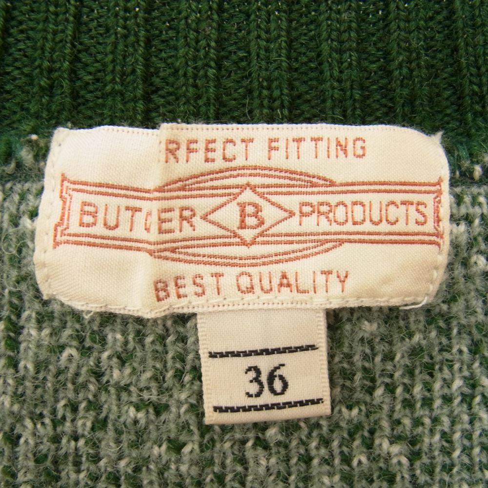BUTCHER PRODUCTS ブッチャープロダクツ At Last ＆ Co アットラスト PATTERN KNIT カウボーイ柄 ニット  グリーン系 36【中古】