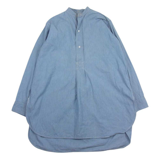 イギリス軍 40s royal air force ロイヤル エアフォース ノーカラー オフィサー 長袖 シャツ インディゴブルー系【中古】