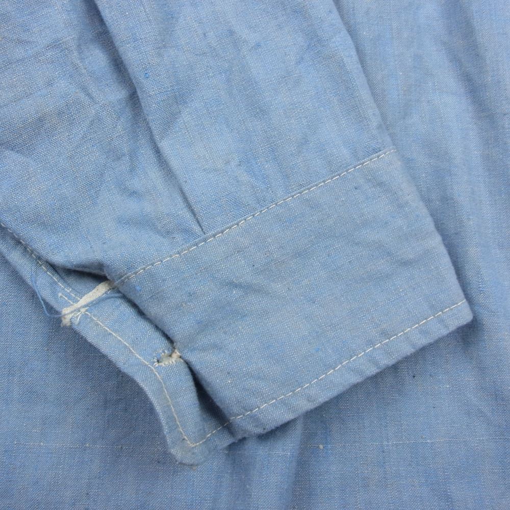 イギリス軍 40s royal air force ロイヤル エアフォース ノーカラー オフィサー 長袖 シャツ インディゴブルー系【中古】