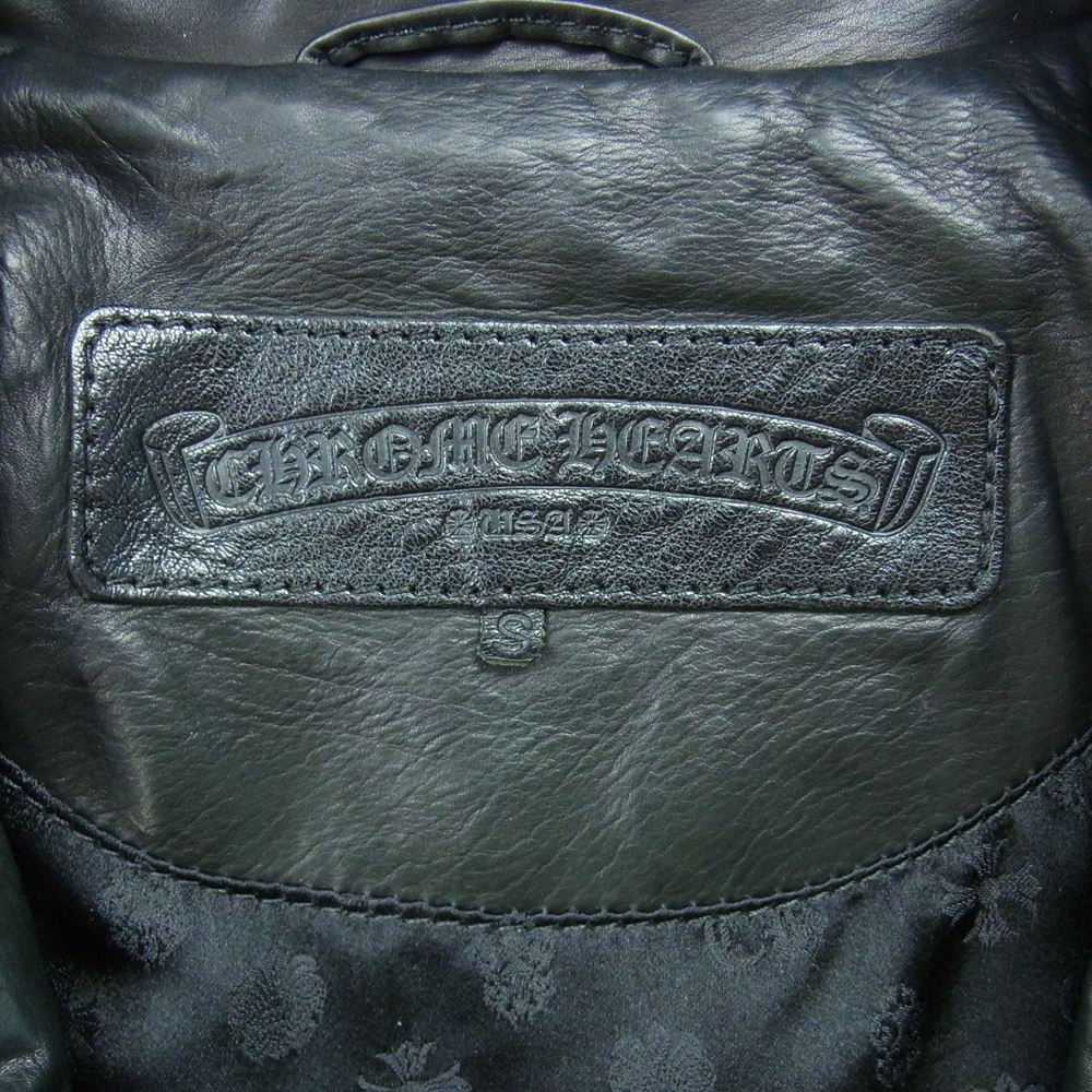 CHROME HEARTS クロムハーツ（原本有） DOWN ON ME LTHR カウレザー ダブル ライダース ジャケット ブラック系 S【中古】