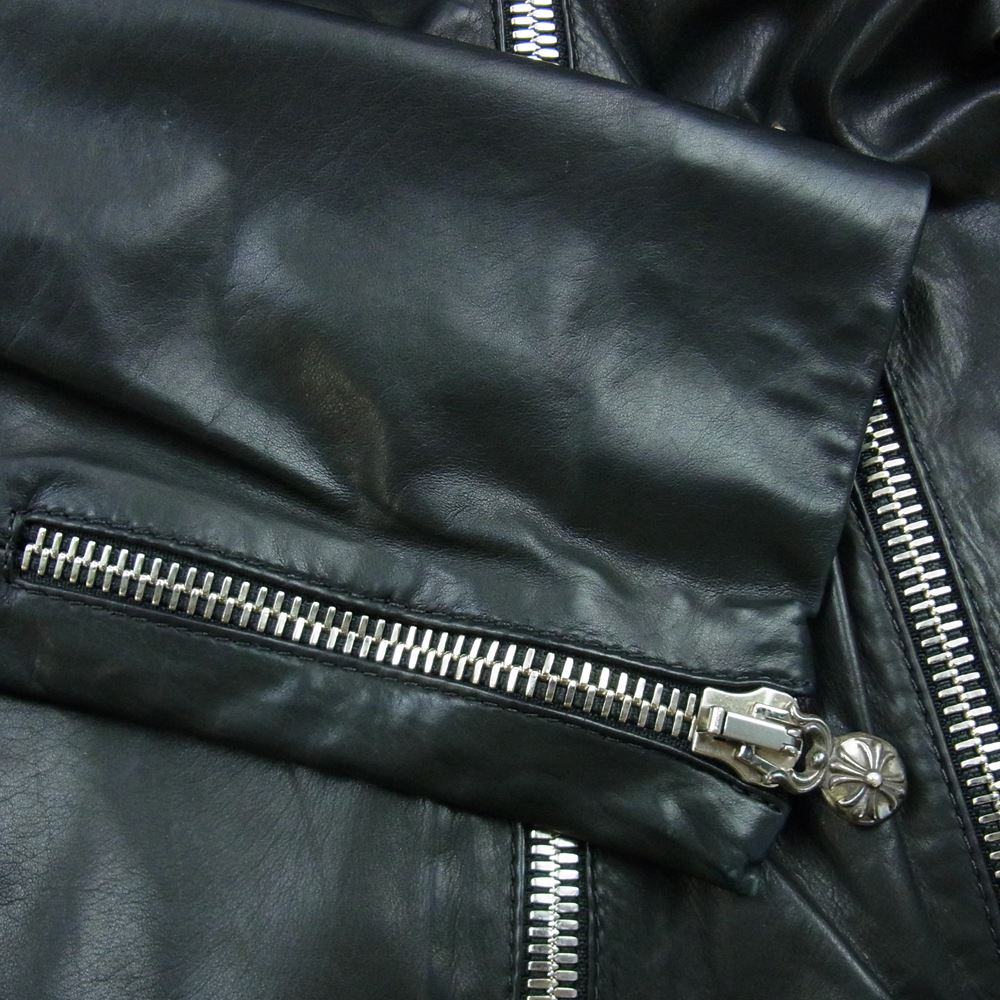 CHROME HEARTS クロムハーツ（原本有） DOWN ON ME LTHR カウレザー ダブル ライダース ジャケット ブラック系 S【中古】