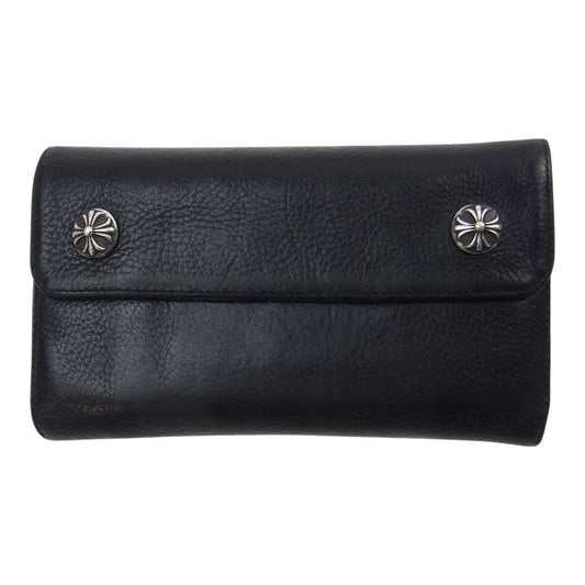 CHROME HEARTS クロムハーツ（原本無） WAVE ウェーブ クロスボール ウォレット ブラック系 シルバー系【中古】