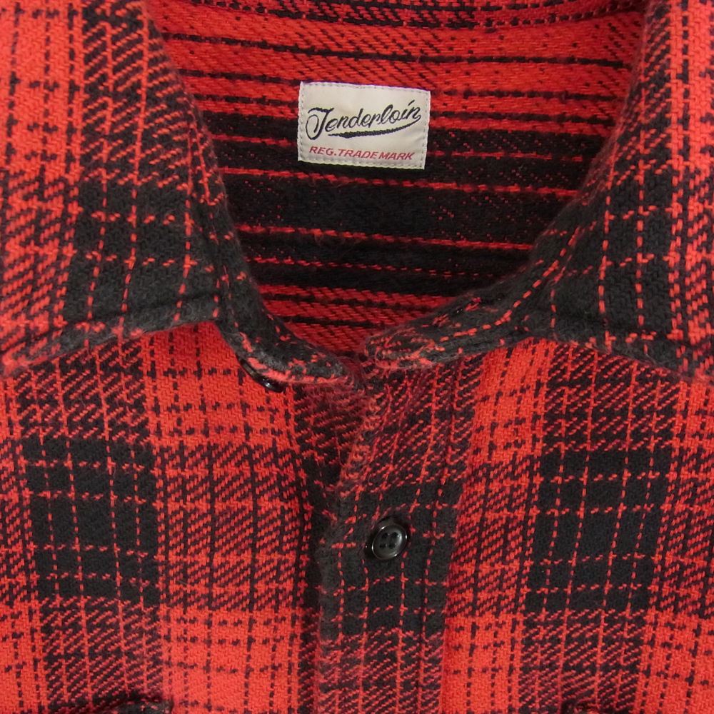 TENDERLOIN テンダーロイン T-HEAVY FLANNEL CHECK SHT ヘビー フランネル チェック シャツ レッド系 XS【中古】