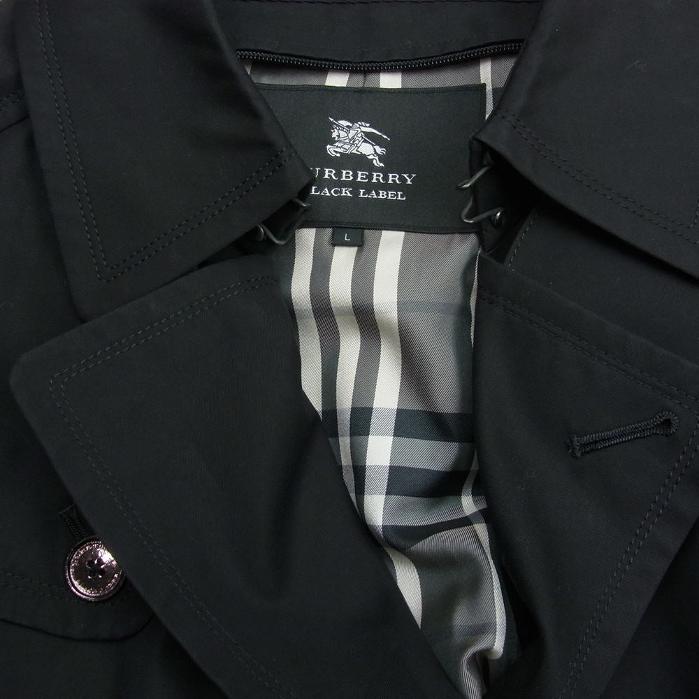 BURBERRY BLACK LABEL バーバリーブラックレーベル BMA23-709-09 ブラックレーベル トレンチコート ノバチェック ブラック系 L【中古】