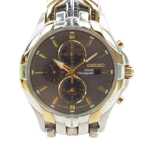 SEIKO セイコー SSC138 Excelsior Solar クロノグラフ ソーラー クォーツ 時計  シルバー系 ゴールド系【中古】