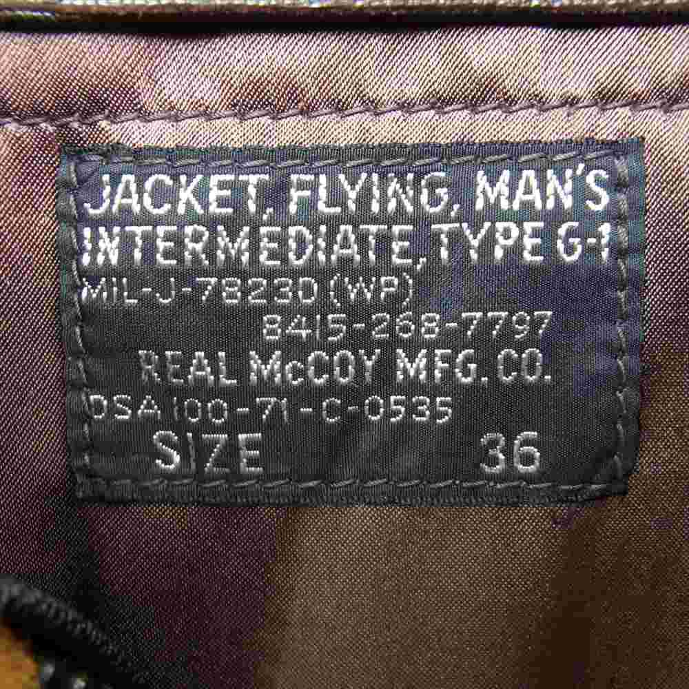The REAL McCOY'S ザリアルマッコイズ MIL-J-7823D TYPE G-1 フライトジャケット ゴートスキン レザージャケット ダークブラウン系 36【中古】