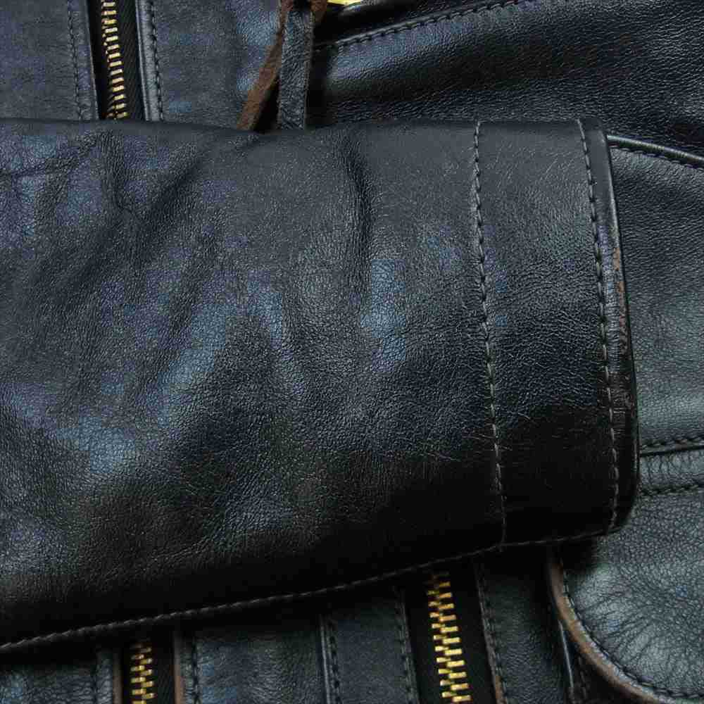 The REAL McCOY'S ザリアルマッコイズ BUCO ブコ J-24L HORSEHIDE 茶芯 襟ムートン ホースハイド ライダースジャケット ブラック系 36【中古】