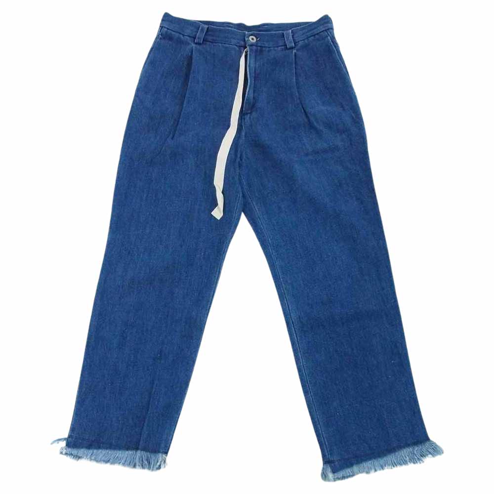アトリエ べトン 191-10C 裾フリンジ ウエストコード 1タック イージー デニムパンツ インディゴブルー系 3【中古】