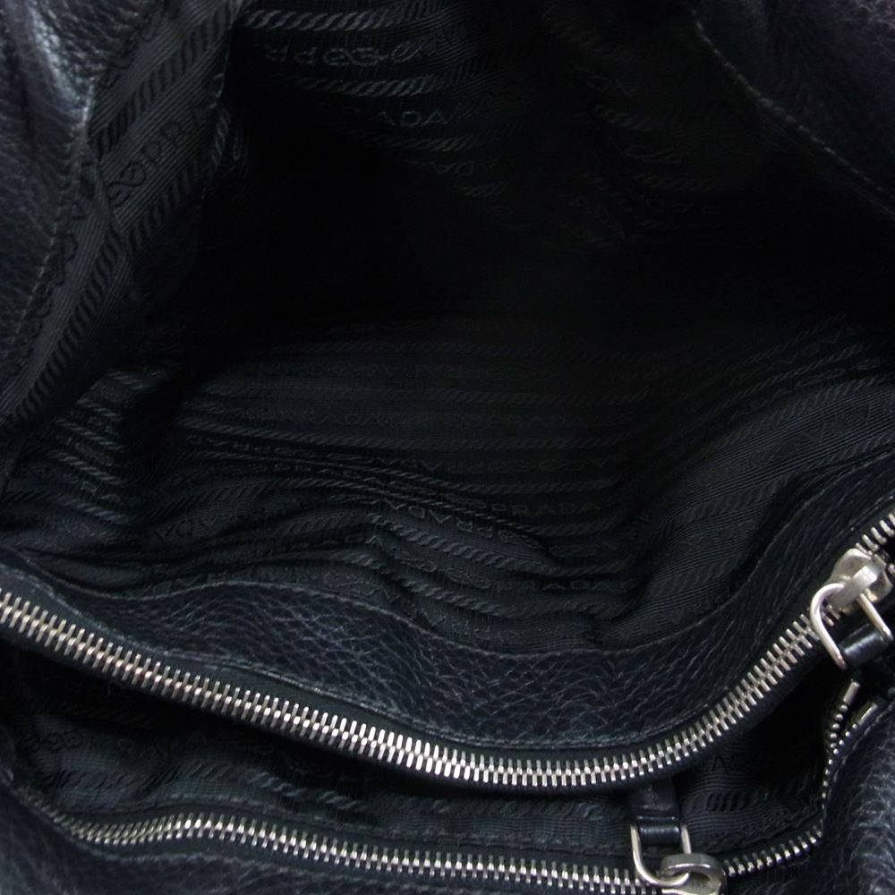 PRADA プラダ BR3235 VIT.DAINO コインケース付き レザー 2way ショルダーバッグ ブラック系【中古】