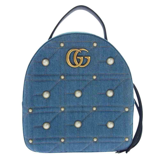 GUCCI グッチ 476671 493075 GGマーモント デニム バックパック インディゴブルー系【中古】