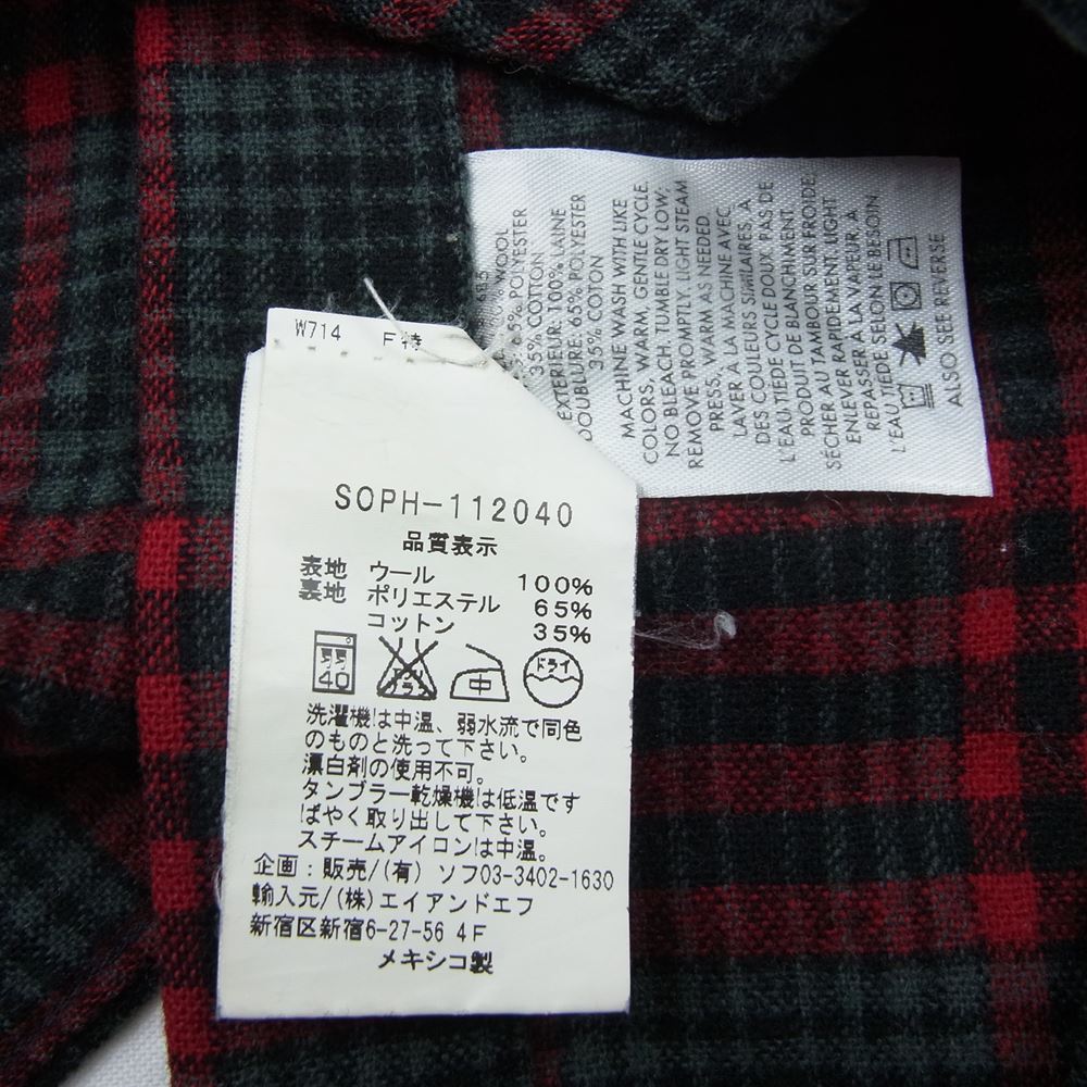 SOPHNET. ソフネット SOPH-112040 PENDLETON ペンドルトン ウール チェック シャツ グレー系 レッド系 M【中古】