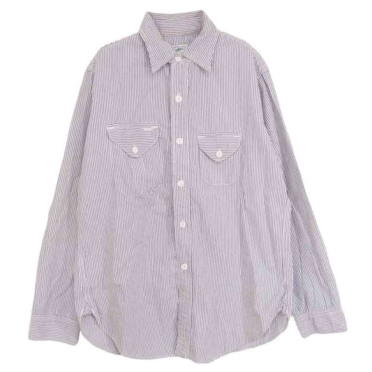 POST OVERALLS ポストオーバーオールズ Cruzer Shirt クルーザー シャツ シアサッカー ストライプ ブルー系 S【中古】