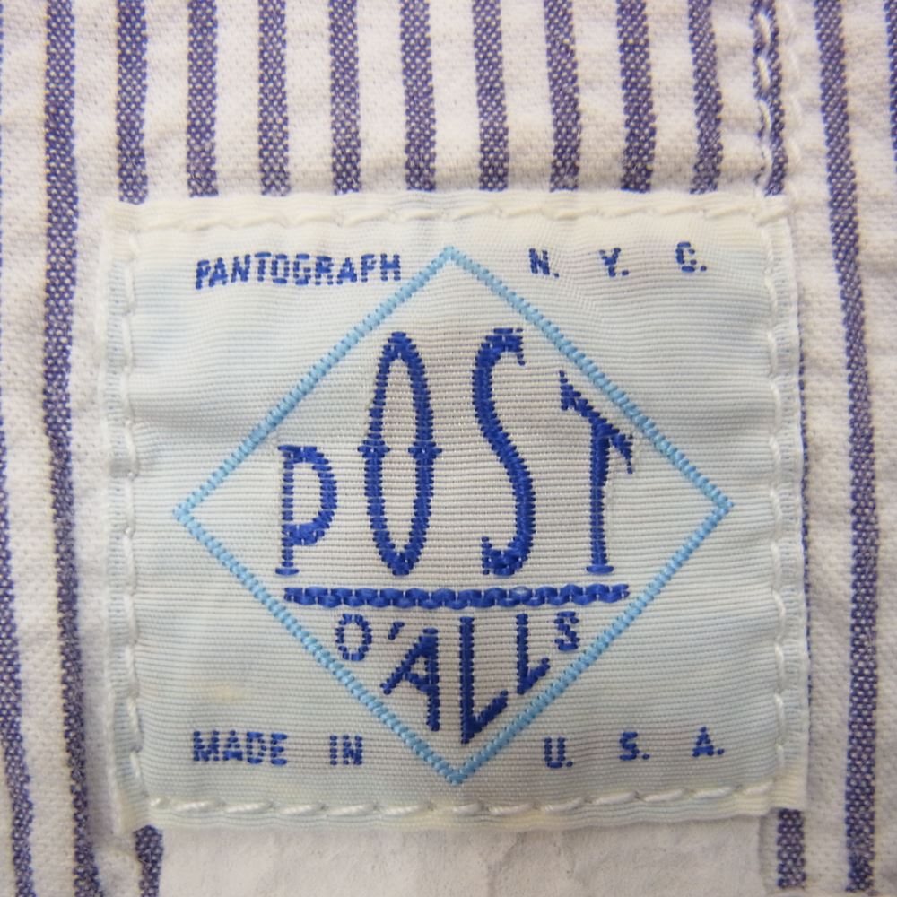 POST OVERALLS ポストオーバーオールズ Cruzer Shirt クルーザー シャツ シアサッカー ストライプ ブルー系 S【中古】