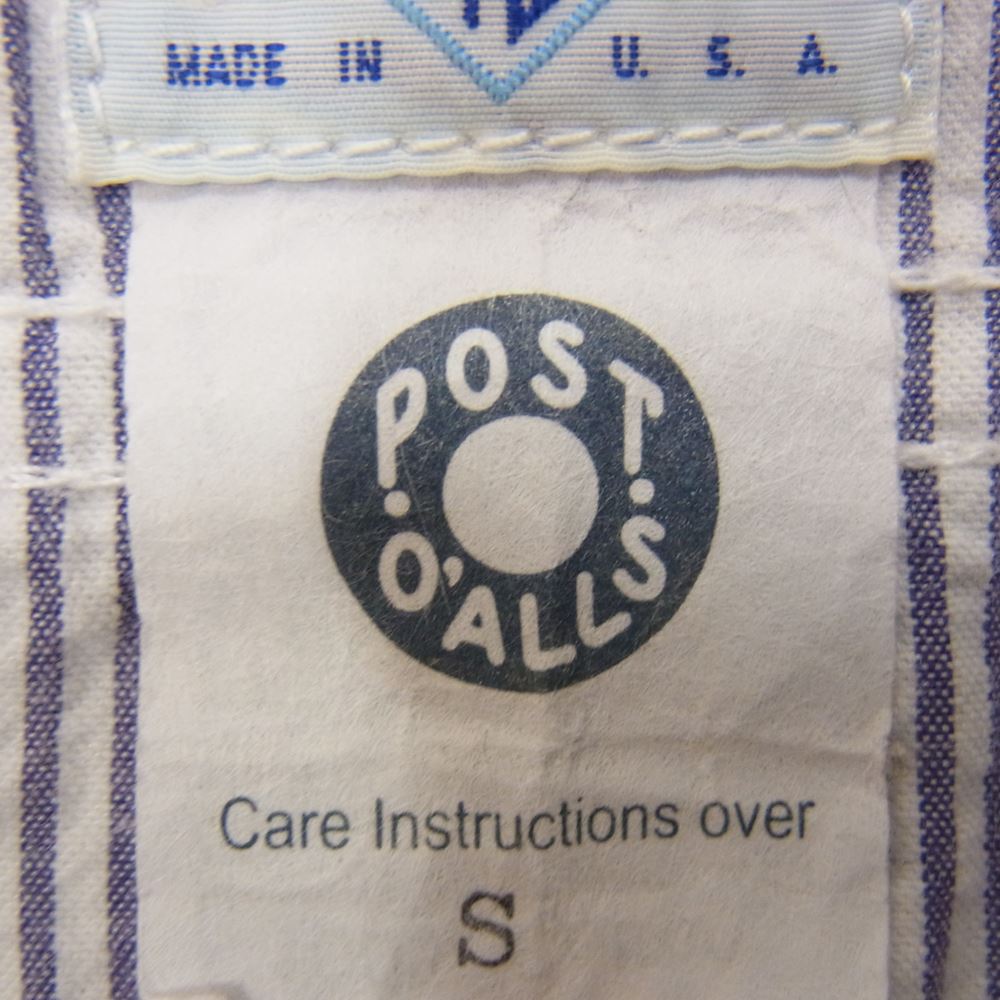 POST OVERALLS ポストオーバーオールズ Cruzer Shirt クルーザー シャツ シアサッカー ストライプ ブルー系 S【中古】