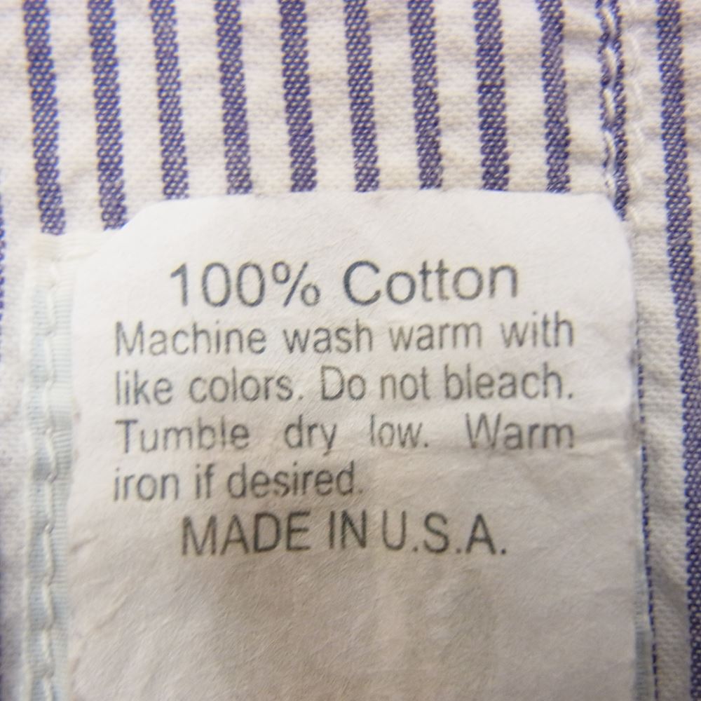 POST OVERALLS ポストオーバーオールズ Cruzer Shirt クルーザー シャツ シアサッカー ストライプ ブルー系 S【中古】