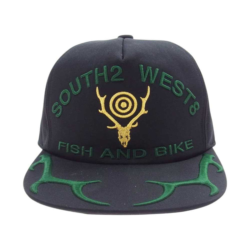 サウスツー ウエストエイト Apollo Cap Deer Skull & Horn ディアスカル アポロ キャップ ブラック系【中古】