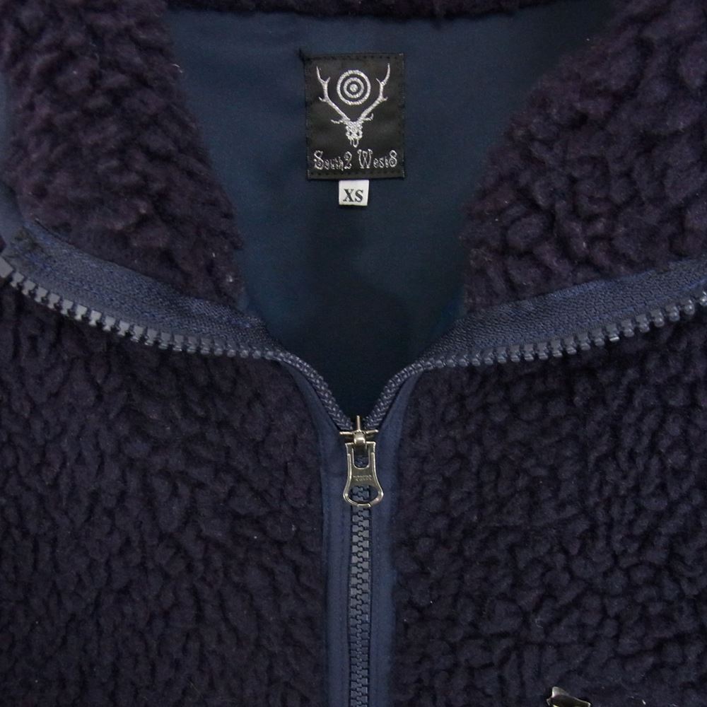 サウスツー ウエストエイト Piping Jacket パイピング ジャケット パイル フリース ネイビー系 XS【中古】