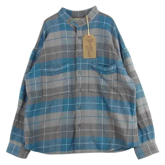 TENDERLOIN テンダーロイン STAND FLANNEL CHECK SHT スタンド フランネル チェック 長袖 シャツ ブルー系 グレイッシュブラウン系 S【中古】