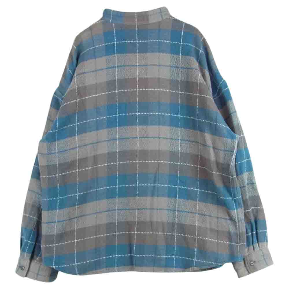 TENDERLOIN テンダーロイン STAND FLANNEL CHECK SHT スタンド フランネル チェック 長袖 シャツ ブルー系 グレイッシュブラウン系 S【中古】